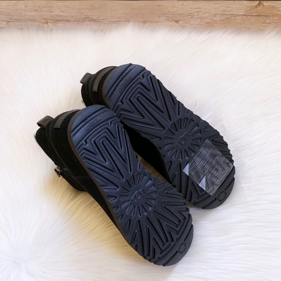 UGG Women’s Classic Femme Zip Mini Black Wedge Boots - Picture 8 of 9